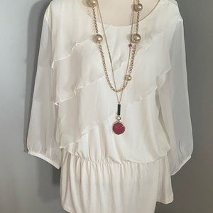 Chico’s Chiffon Blouse with Necklaces